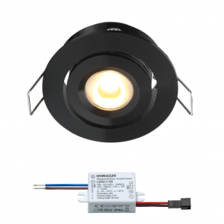 Creelux LED inbouwspot | zwart | warmwit | 3 watt | dimbaar | kantelbaar L2146